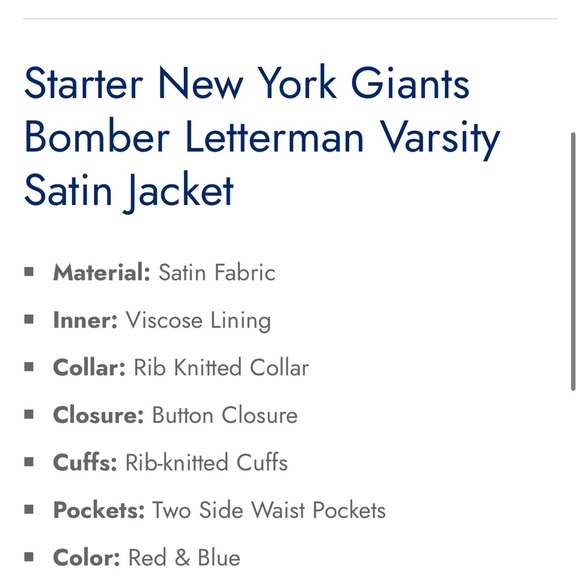NY Giants Bomber Jacket - Picture 3 of 7